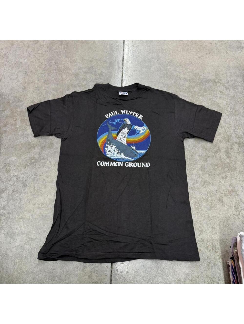 vintage paul winter common ground yacht rock made in usa band black shirt large
